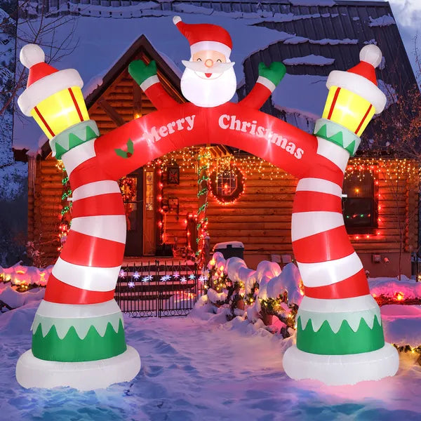 8.9FT Christmas Inflatable Archway with Santa Claus, Blow Up Yard Decor for Holiday Party Front Yard Lawn Garden