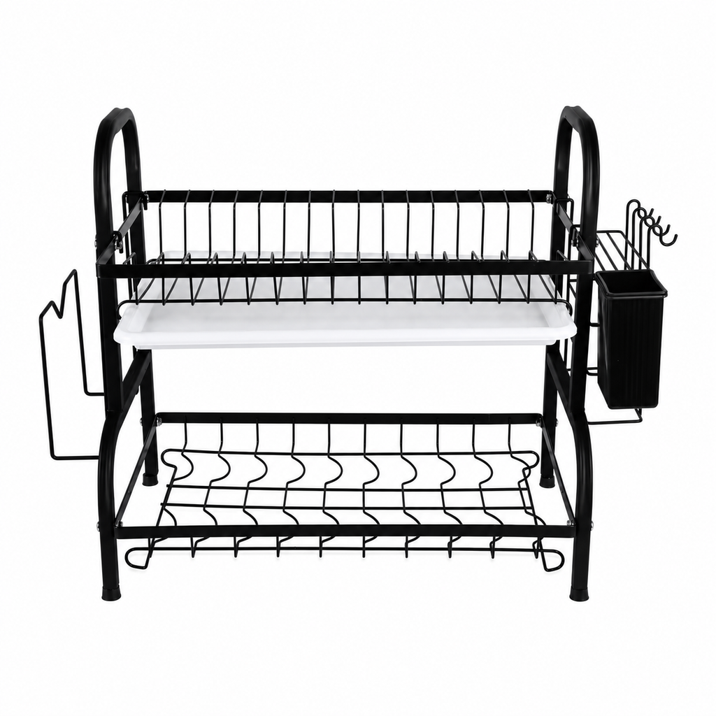 2 Tier Dish Drying Racks with Drainboard,Large Capacity Stainless Steel Dish Racks for Kitchen Counter,Kitchen Sink Organizer for Dishes,Utensils& Fork Knives,Cutting Boards Storage