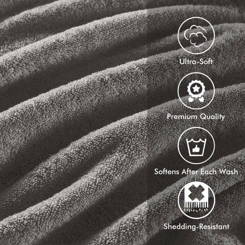 8-Piece Ultra-Soft 100% Cotton Absorbent Towel Set, Charcoal