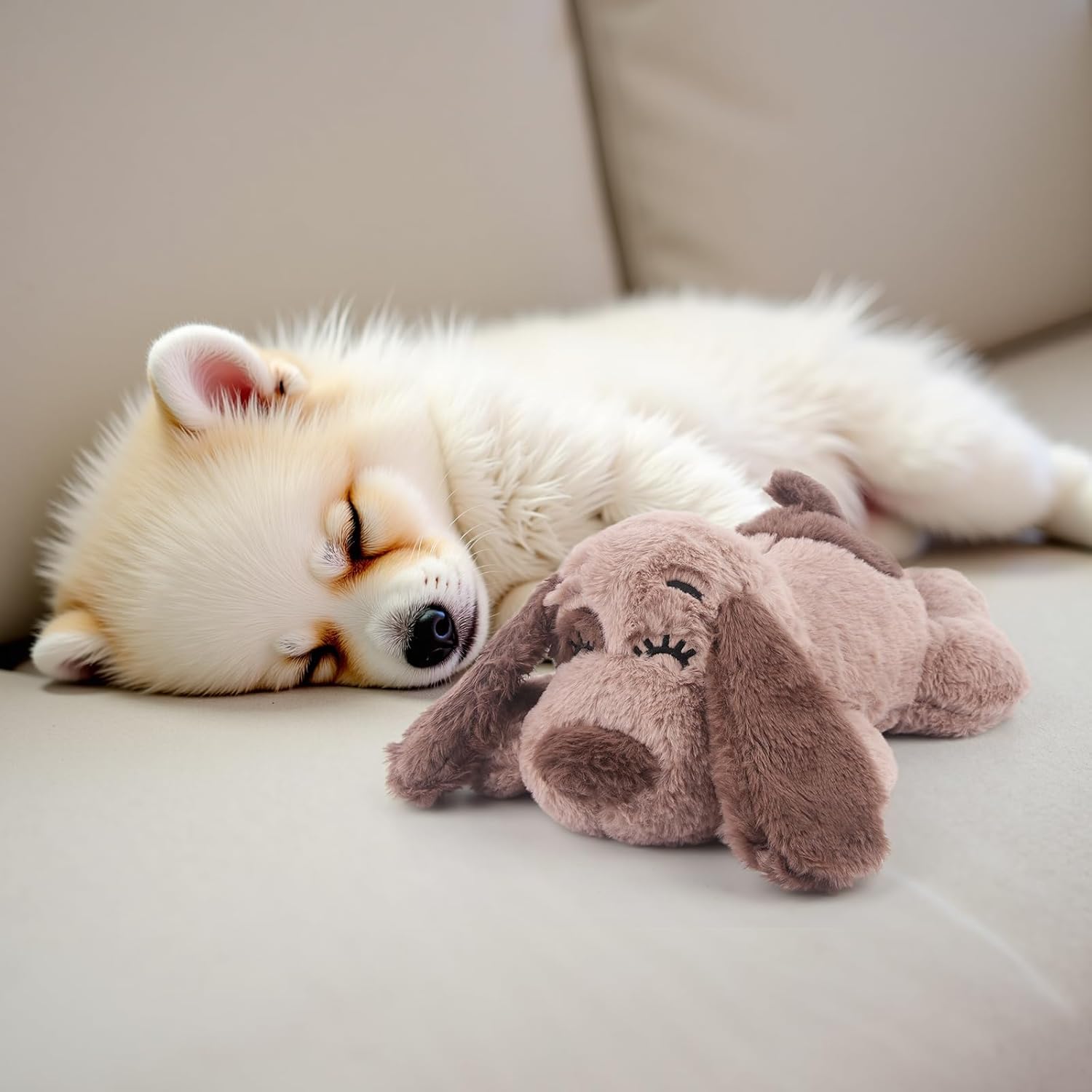 ZippyPaws Toy Dog Anxiety Relief Calming Aid Puppy Heartbeat Stuffed Animal Behavioral Training Sleep Aid Comfort Soother Plush Toy for Puppies Cats