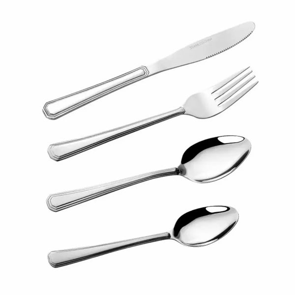 16 Piece Stainless Steel Flatware Set, Service for 4 Elegant Silver Tone Cutlery for Home Family Daily Dining