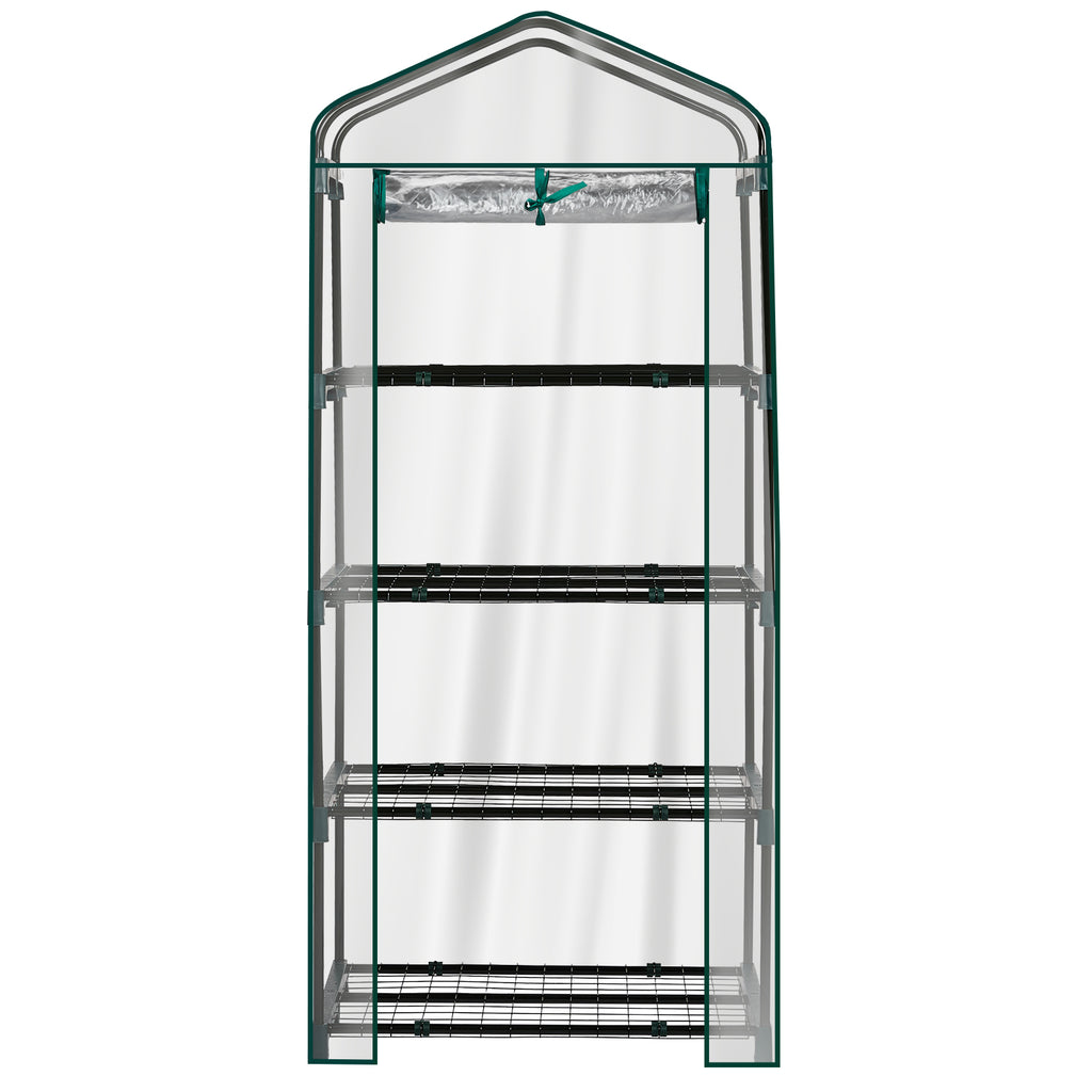 AEELLEEA-4-4-Tier Mini Greenhouse with PVC Cover & Roll-Up Zipper Door, Portable Waterproof Greenhouse for Garden Backyard. 27"x19"x62", transparent cover guards plants, easy to assemble & move, ideal for seedlings