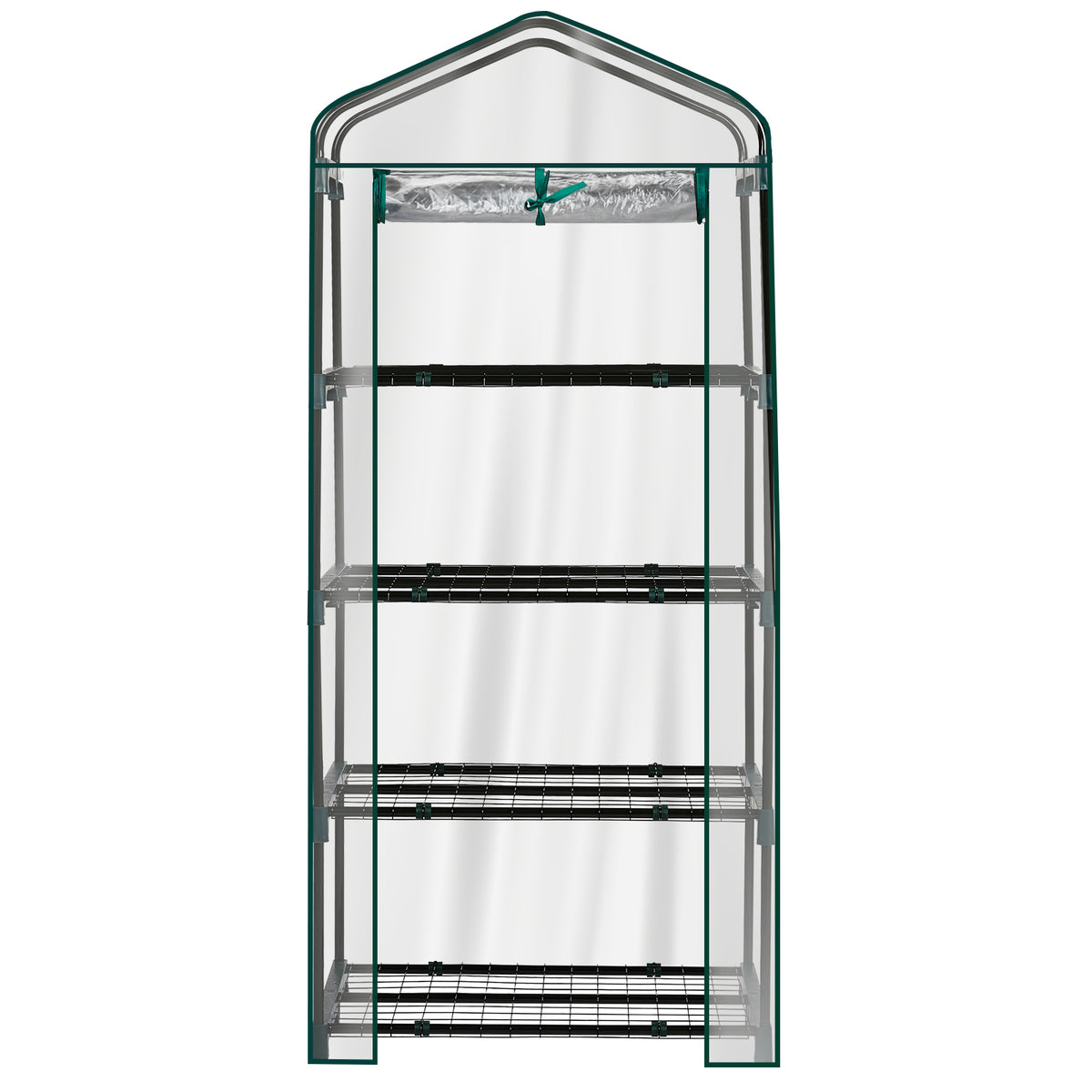 AEELLEEA-4-4-Tier Mini Greenhouse with PVC Cover & Roll-Up Zipper Door, Portable Waterproof Greenhouse for Garden Backyard. 27"x19"x62", transparent cover guards plants, easy to assemble & move, ideal for seedlings