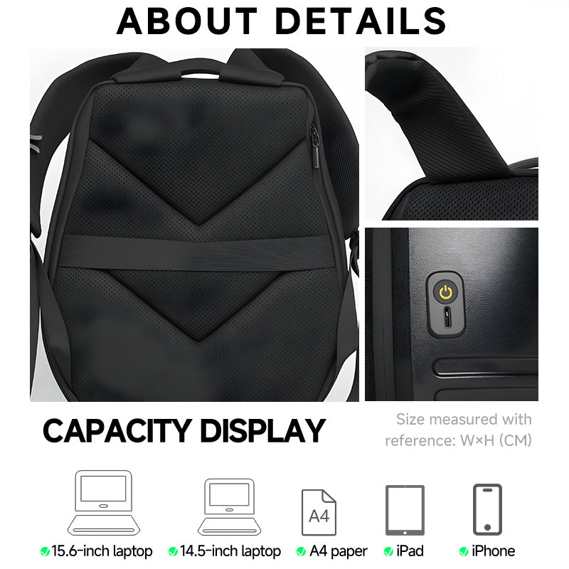 3D Hardshell Motorcycle Backpack with Customizable Display, Water Resistant Rider Backpack for 15.6 Inch Laptop