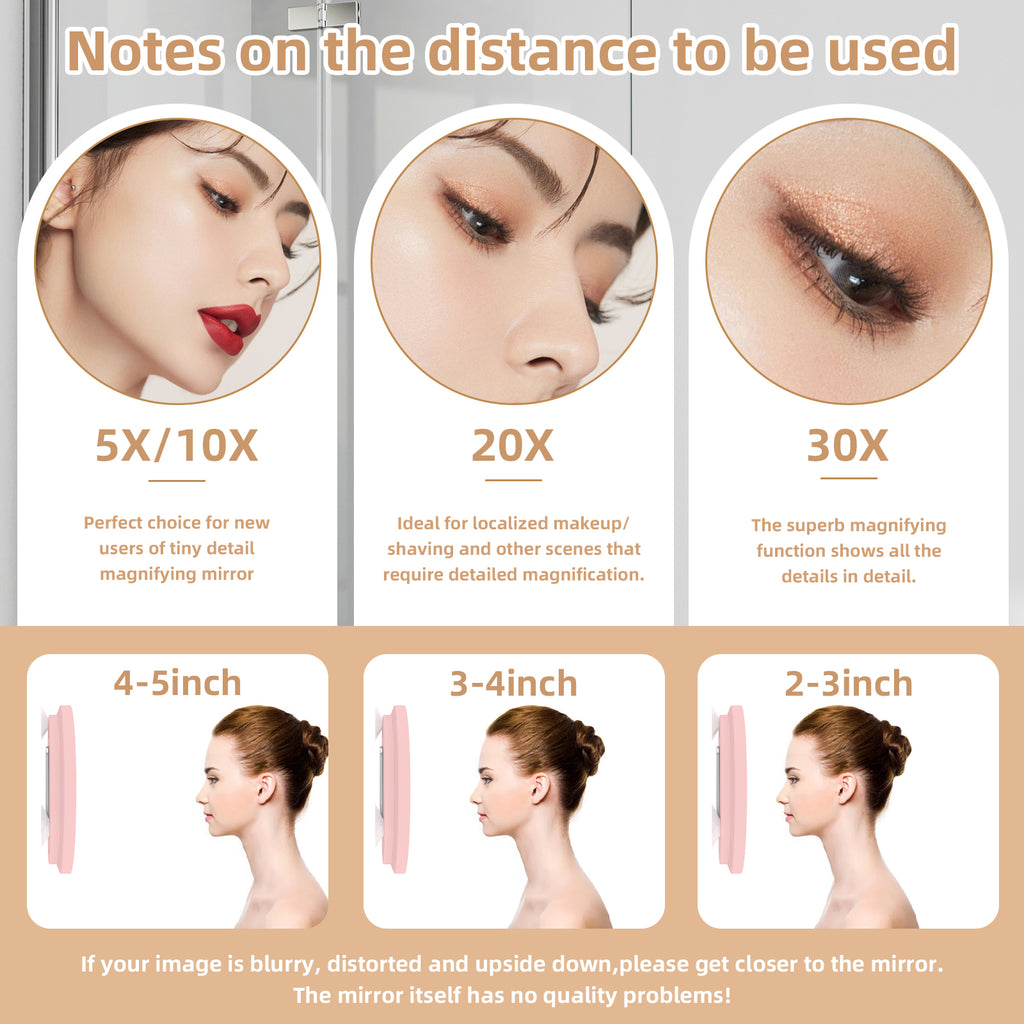 LED Makeup Mirror with Lights, 3 Lighting Modes, 10X 20X 30X Magnifying Vanity Mirror, Desk Suction Hanging 3-Way, Travel