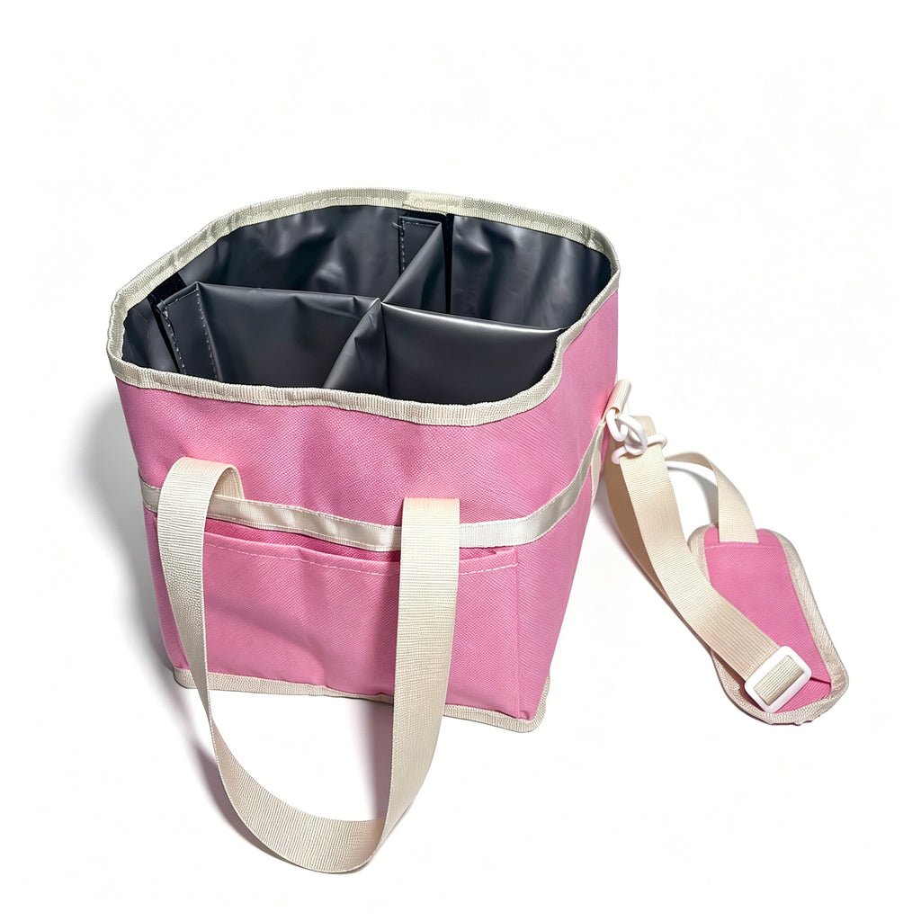 Insulated Drink Carrier Bag with 4 Compartments, Family Size Drink Holder Tote, Leakproof Base, Adjustable Shoulder Strap, Foldable Drink Caddy for Travel, Sports & Outdoor Activities