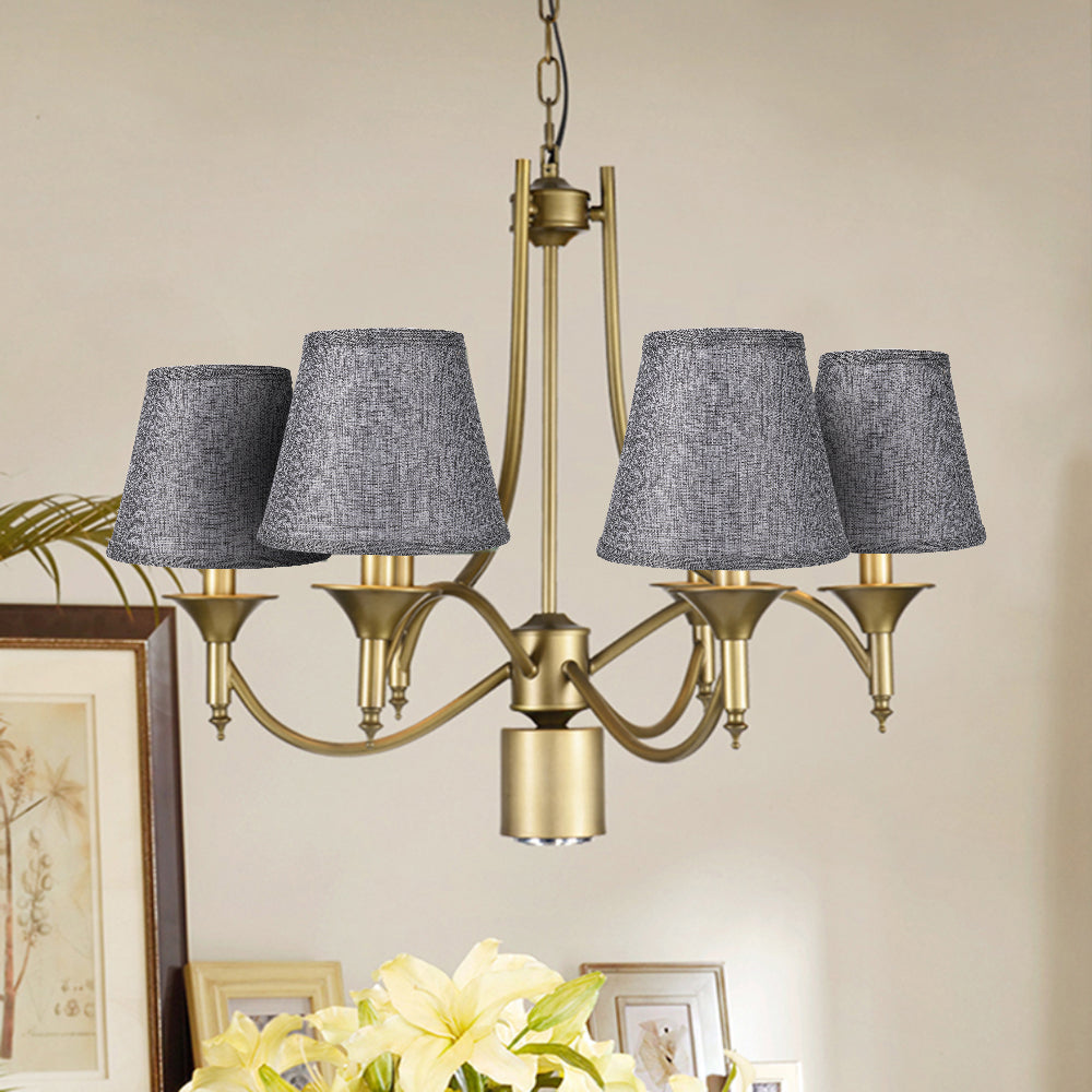 Gray Linen Clip-On Lamp Shades 5"×7"×8", Fabric Replacement Shades for Wall Sconces & Chandeliers