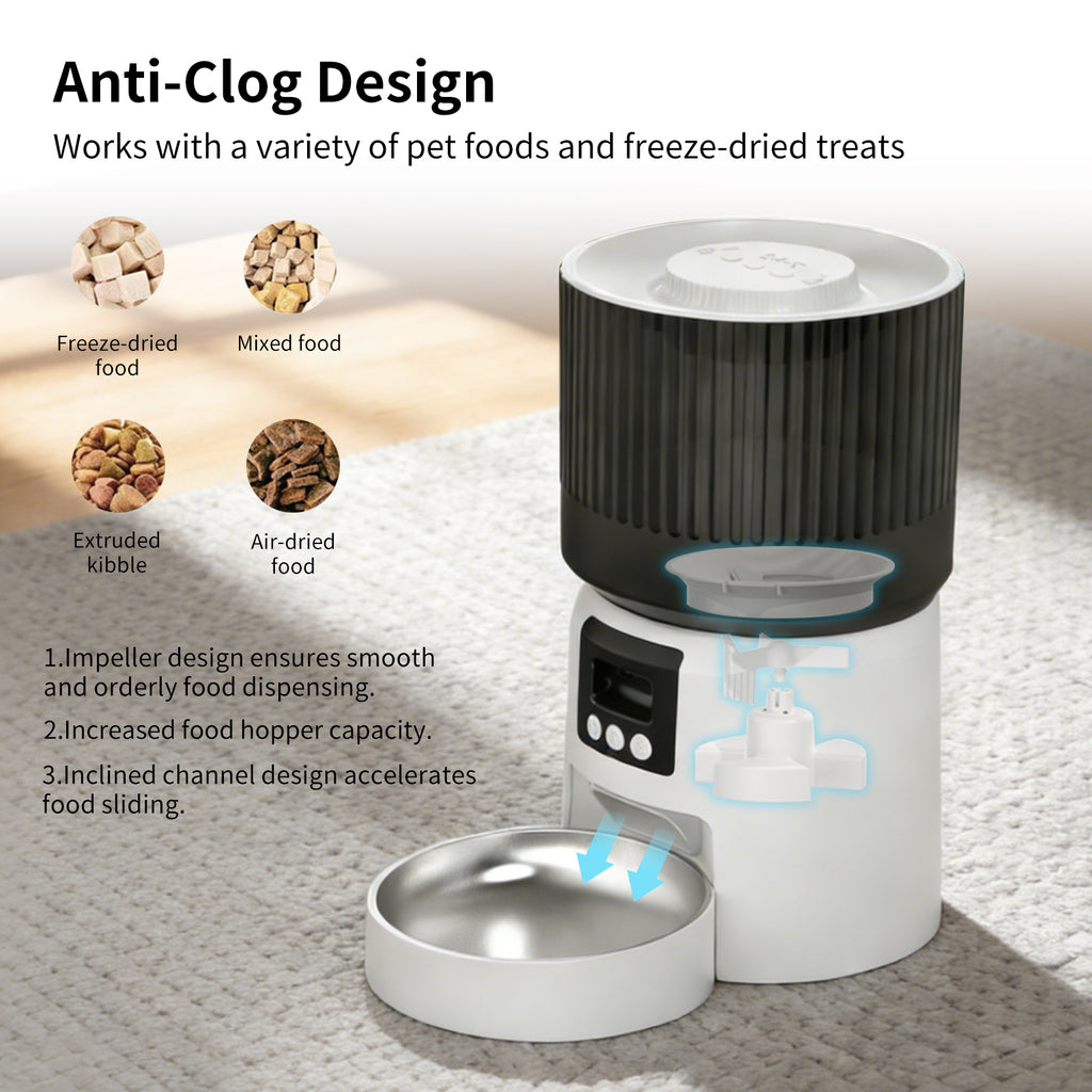 Smart Automatic Pet Feeder with Camera, WiFi App Control, 2-Way Audio, 4L Capacity, Timed Feeding for Cats & Dogs