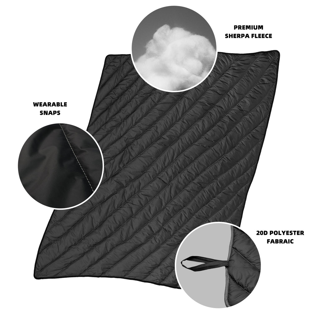 Ultralight Packable Outdoor Blanket – Water-Resistant Puffy Camping Blanket for Travel, Beach, Picnic & Stadium, Teal Green 72" x 56"