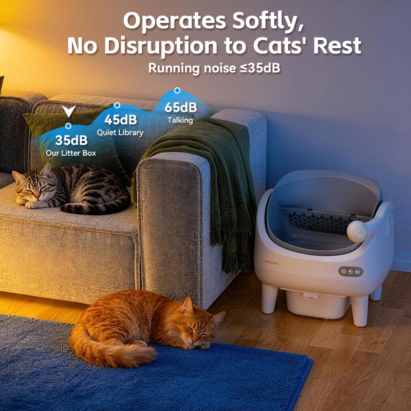 Aeelleea Smart Self-Cleaning Cat Litter Box Open-Top Deodorizing App Control Multi-Cat