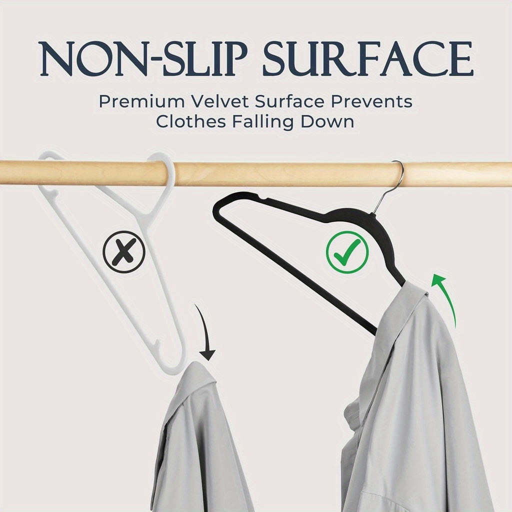 10 PACK VELVET HANGER BLACK