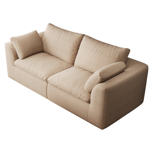 AEELLEEA 78.8" Modern Loveseat Sofa, 2-Seater Upholstered Couch with Deep Seats, Back Cushions and Armrest Pillows for Living Room, Beige