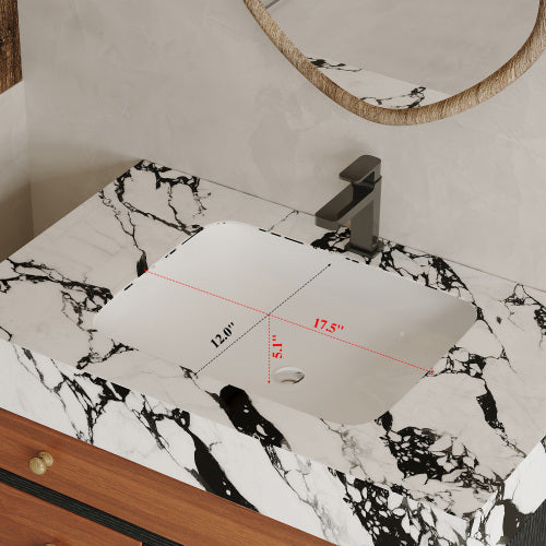 Bathroom Vanity with Sink, Black and Walnut Freestanding Bathroom Cabinet with 4 Drawers, Marble Top Modern Vanity