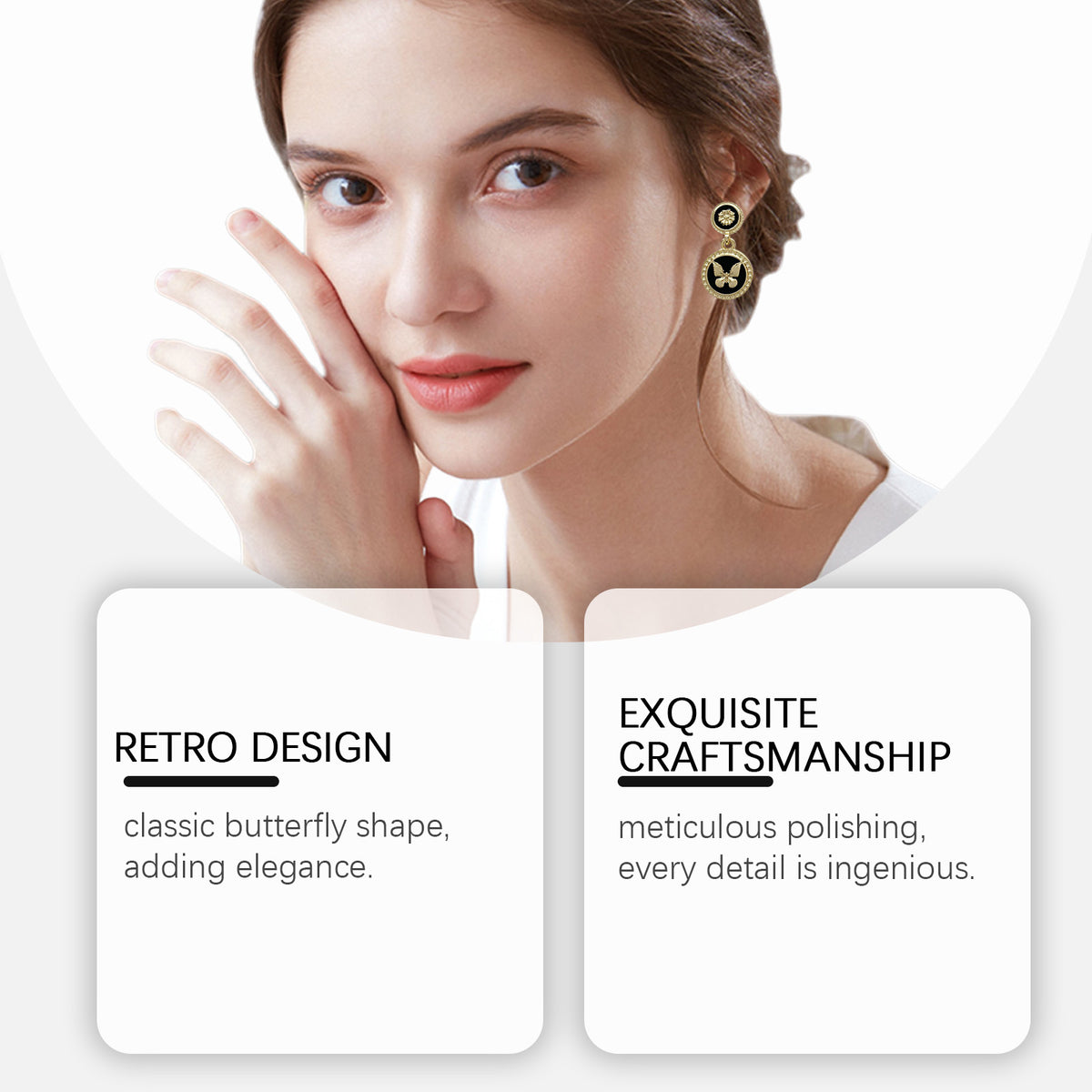Vintage Butterfly Earrings for Women, Trendy Retro Dangle Earrings, Chic Fashion Jewelry, 1 Pair