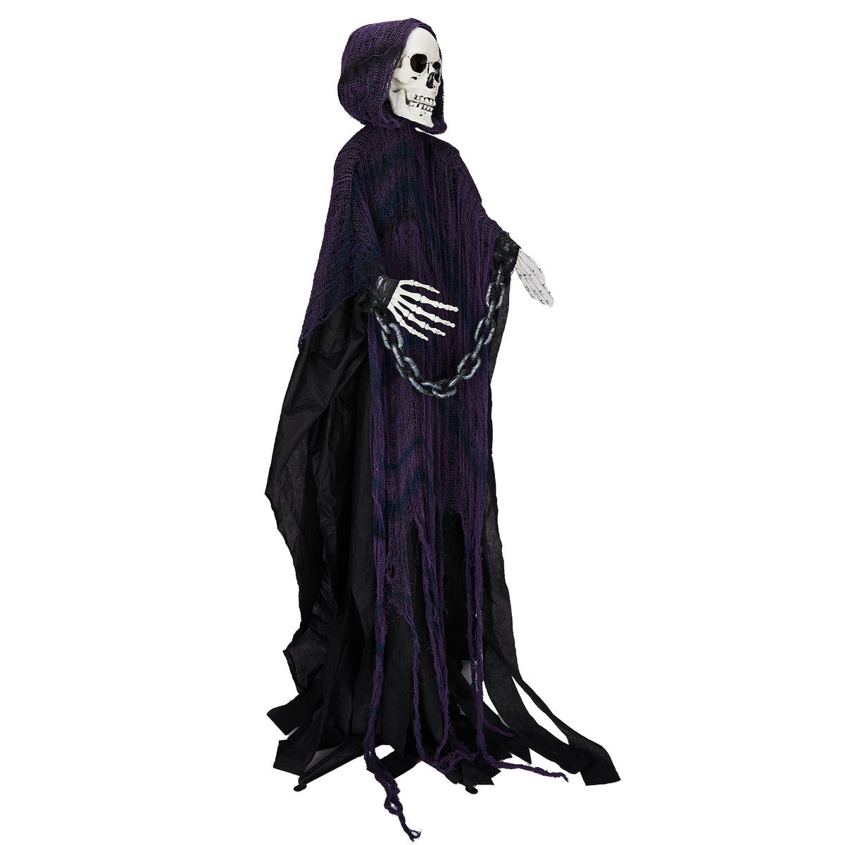 Halloween Decoration 6FT Animated Grim Reaper  – Sound-Activated with Glowing Red Eyes, Moving Head & Hands, Horror Voice & Scream, Battery-Powered for Indoor/Outdoor Yard, Haunted House. Does Not Contain Batteries.