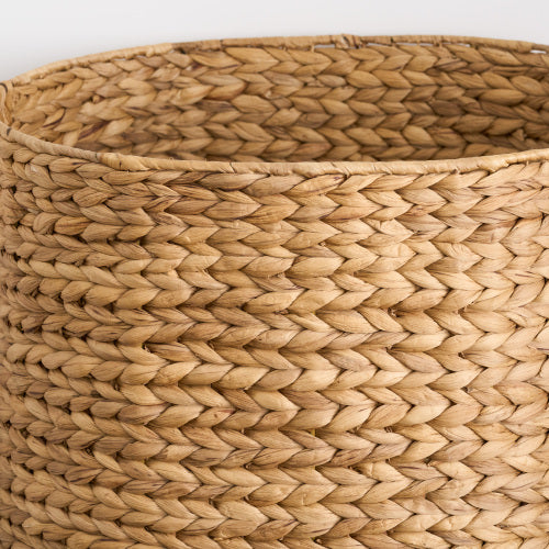 AEELLEEA 17.7 x 15 x 21.7 Inch Woven Water Hyacinth Laundry Basket, Oval Storage Hamper with Removable Liner & Built-in Handles for Bedroom, Nursery