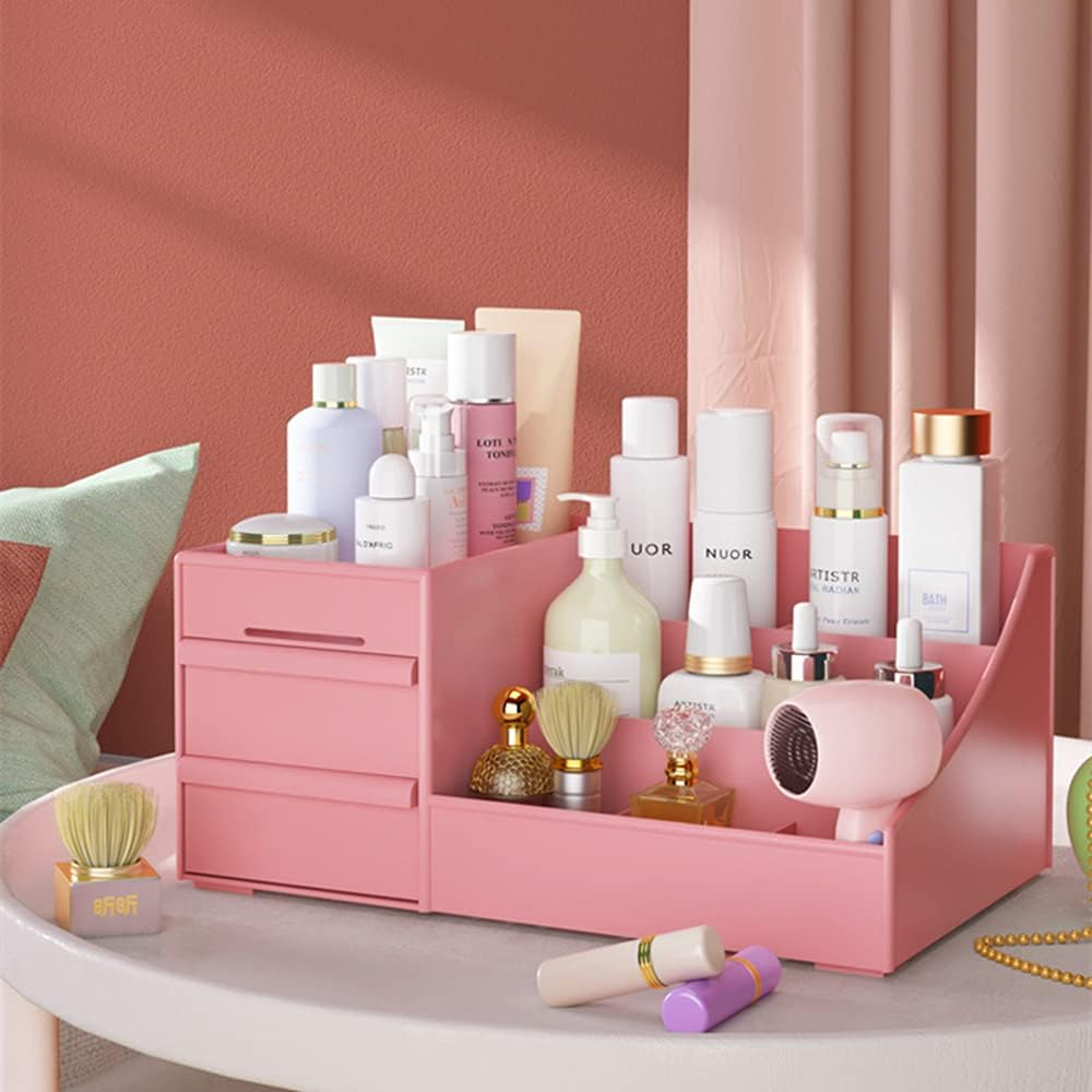 Lightweight Plastic Cosmetic Storage Box Organizer for Makeup, Skincare, Perfume and Beauty Accessories, Convenient Vanity Storage