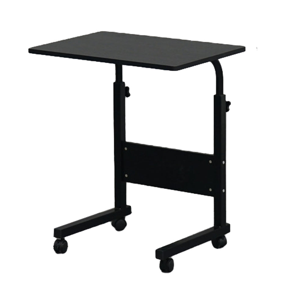 AEELLEEA-Adjustable Height Mobile Side Table with Baffle, Rolling Chipboard Steel End Table, Portable Removable Small Desk