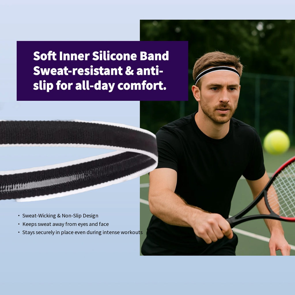2-Pack Sports Headbands, Sweat-Wicking & Quick-Dry, Comfortable Stretch Won't Squeeze Head, Vibrant & Versatile for Workouts
