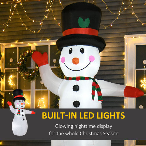 AEELLEEA 8' Inflatable Snowman Christmas Decoration with Built-In LED Lights, Outdoor Yard Holiday Decor