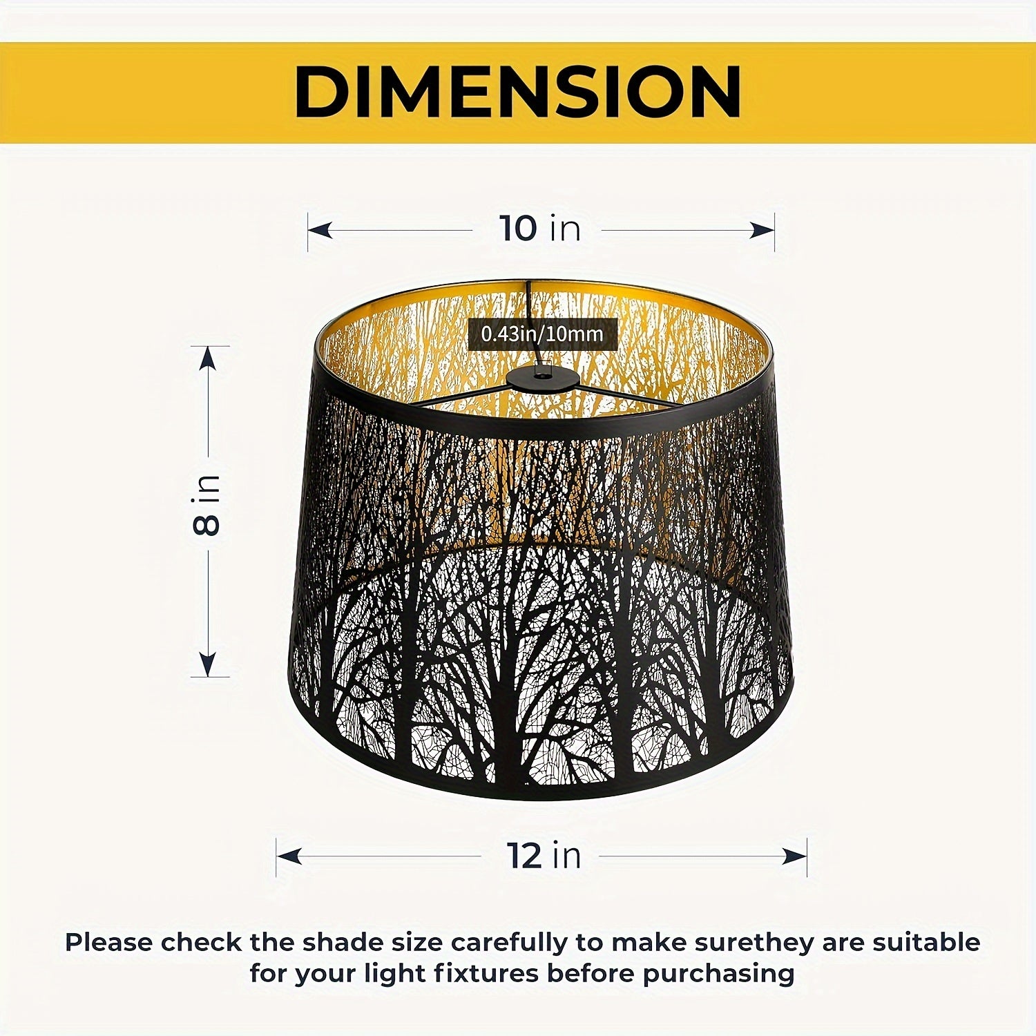 Forest Pattern Drum Lamp Shades Set of 2 – 10" Top x 12" Bottom x 8" High, Natural Replacement Shades for Table Lamps
