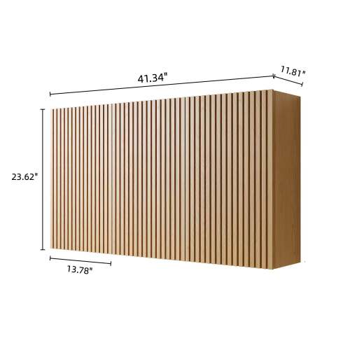 41" Wide Wall Mounted Bathroom Cabinet, Fluted Wood Storage with Double Doors Shelves, Modern Wall Cabinet for Bathroom Kitchen Living Room