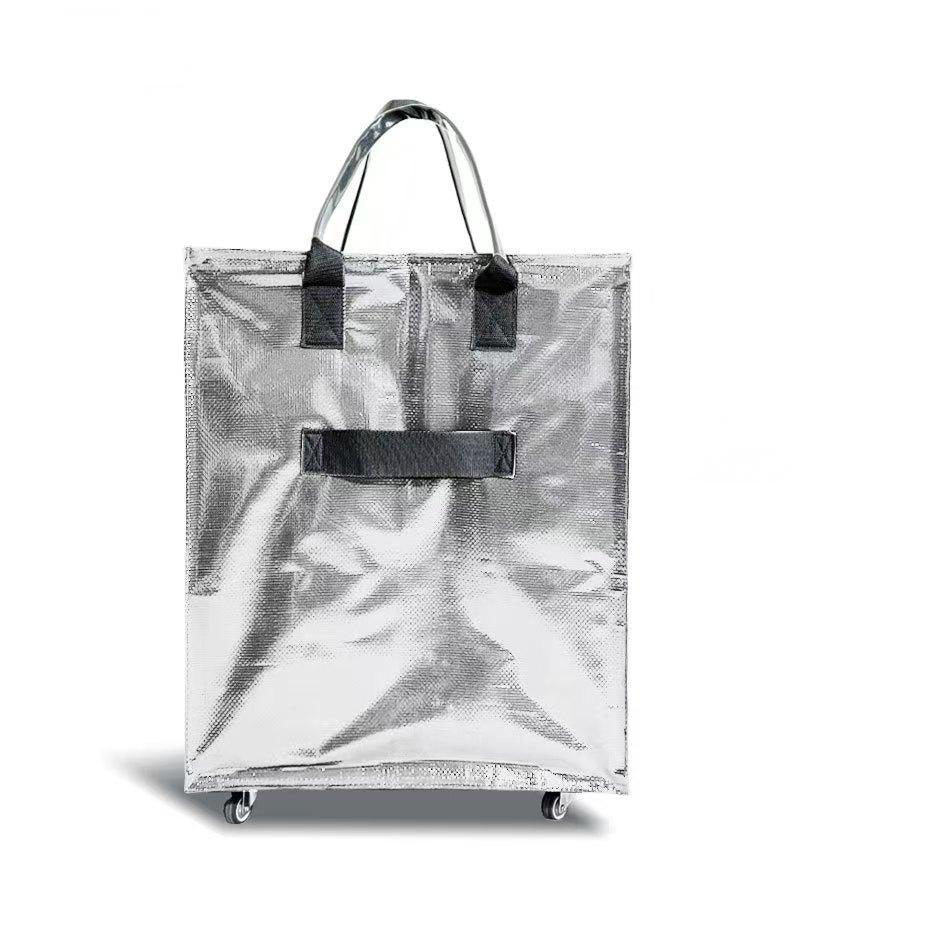 Folds Flat Reusable Grocery Bag on Wheels, Waterproof Shopping Trolley Bag, Foldable Rolling Cart Bag for Grocery, Travel & Home Storage, Space-Saving Utility Organizer
