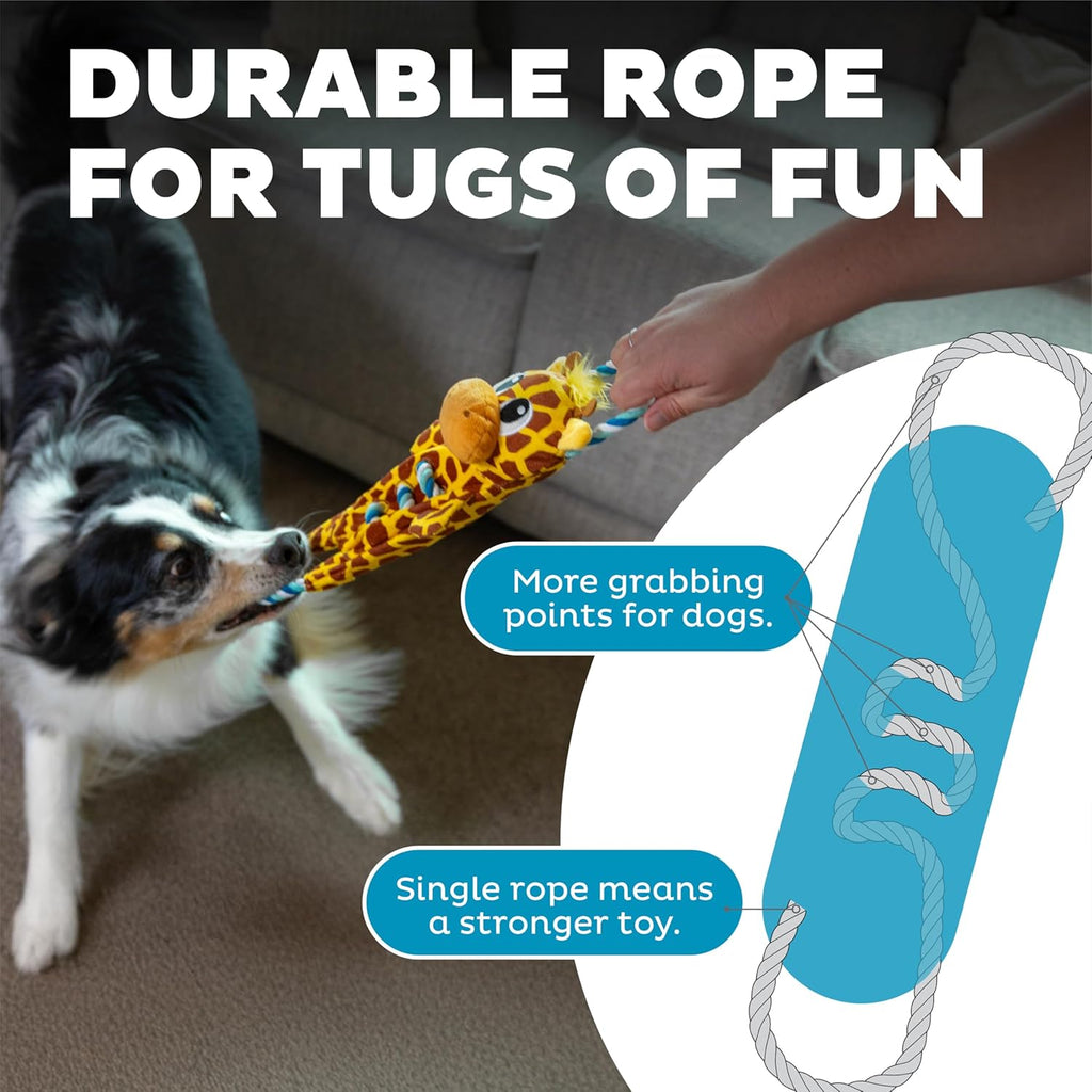 ZippyPaws  Dog Tug Toy for Tugging Squeaky Fun, 15.4 Inch Giraffe, Yellow, Small