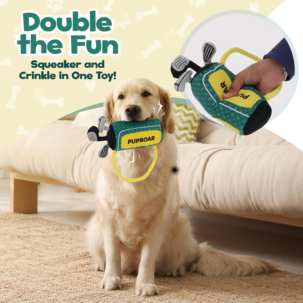 ZippyPaws Dog Toy, Funny Plush Squeaky Puppy Gift with Rope & Crinkle, Golf Bag Gift