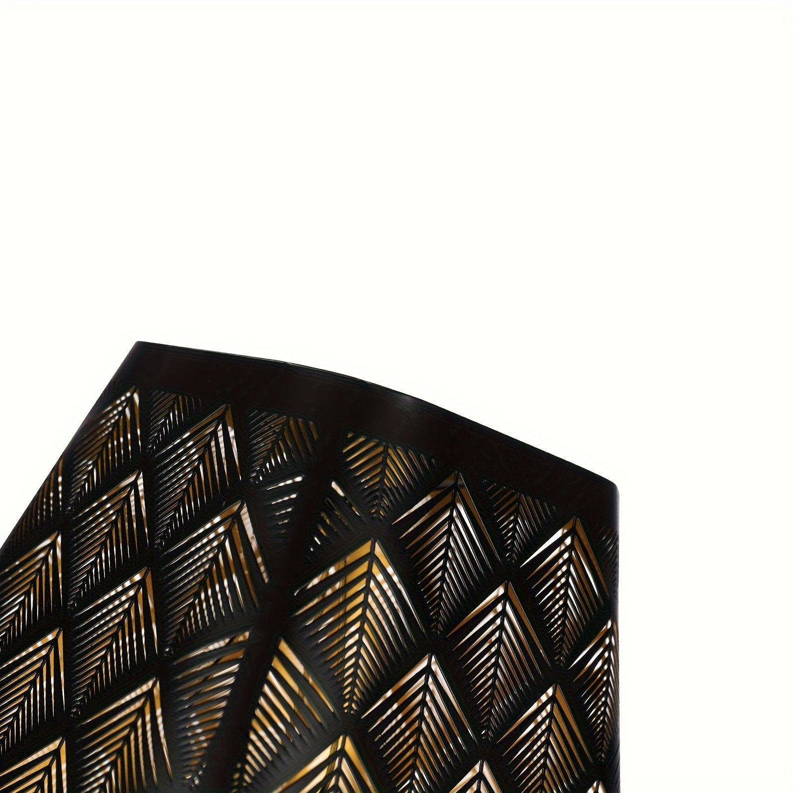 "Set of 2 Square Metal Lamp Shades with Etched Arrow Design, Black & Gold Finish, 3.55 x 5.6 Inches for Table or Floor Lamps"