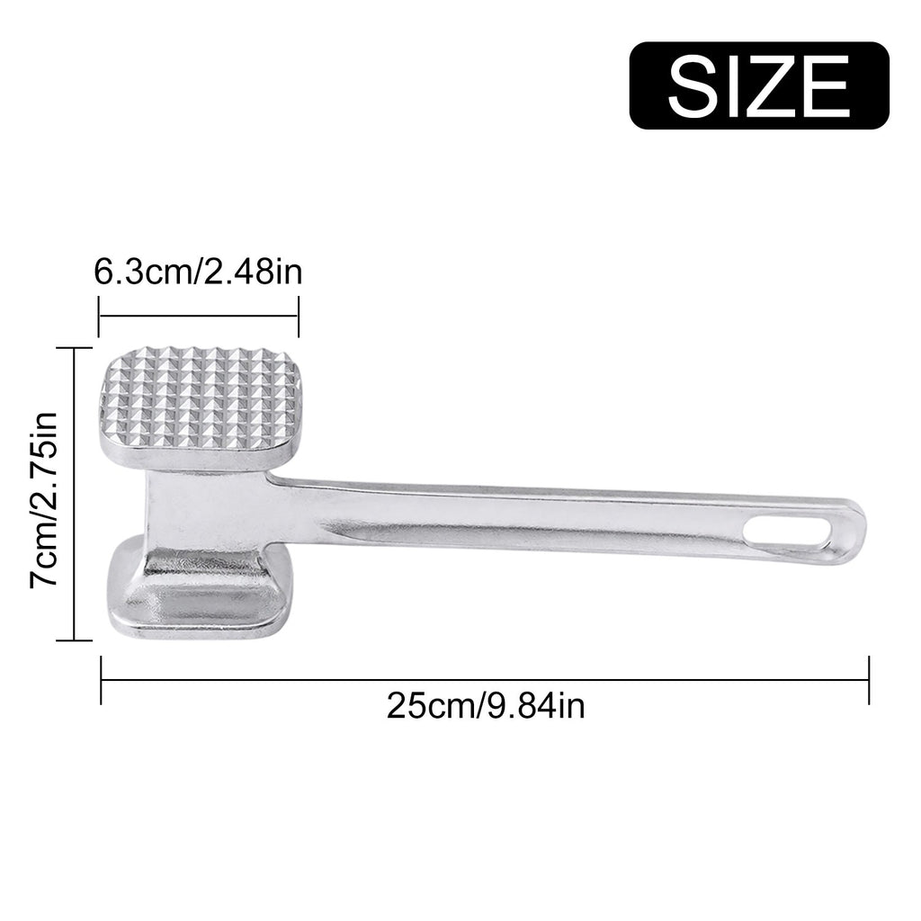 Double Sided Meat Tenderizer Hammer, Aluminum Alloy Kitchen Meat Mallet for Steak Chicken Pork, Ergonomic Handle Meat Tenderizing Tool