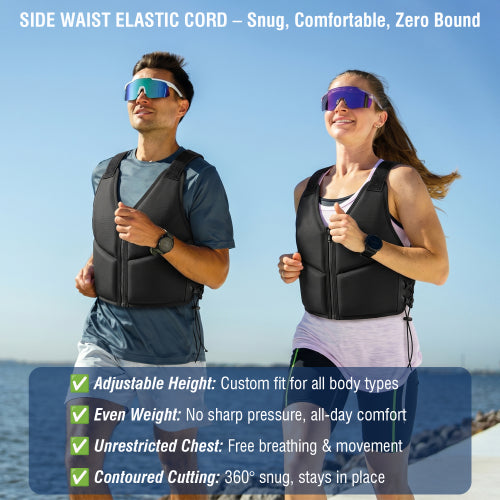 AEELLEEA Adjustable Weighted Workout Vest for Running and Strength Training, Stretch Fabric, Front Zipper, Black