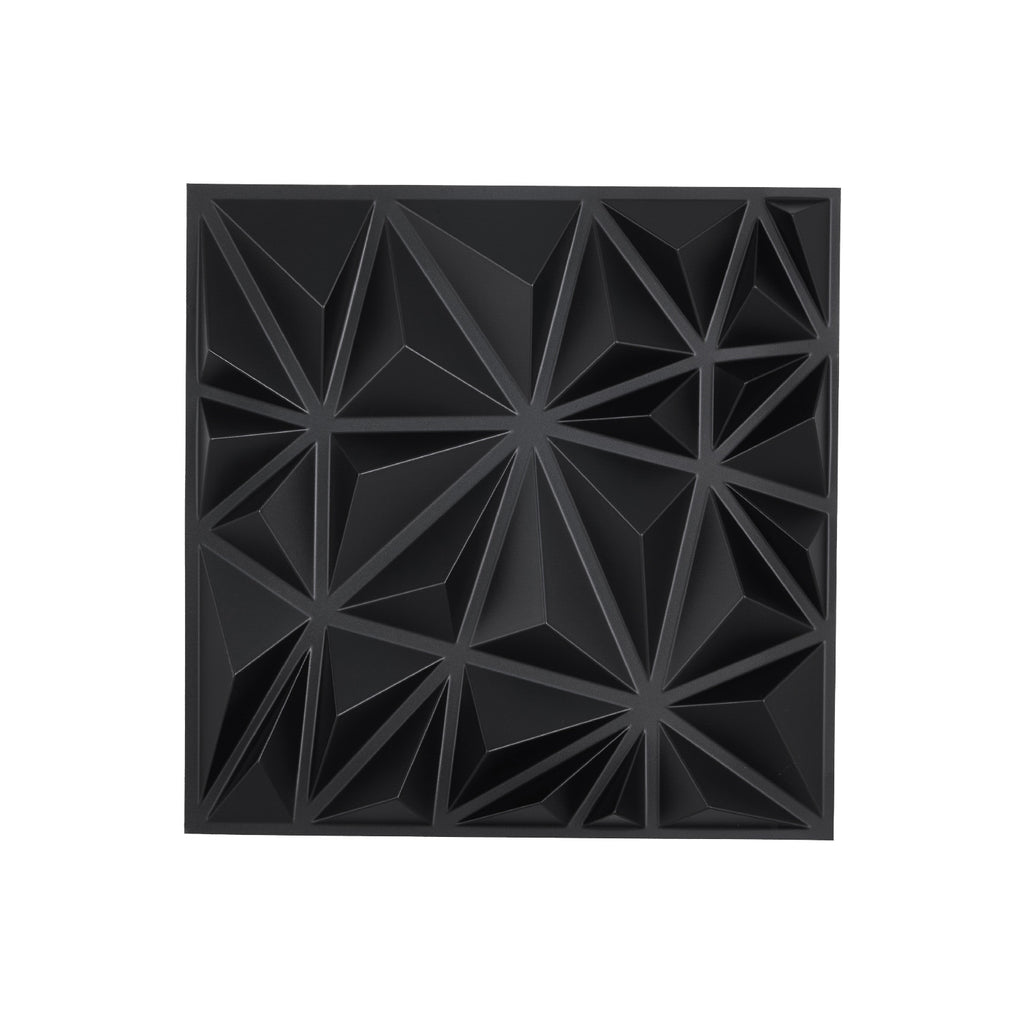 3D Wall Panels 33-Pack, 11.81" x 11.81" Diamond Matte Black Textured PVC - 32 Sq. Ft Coverage