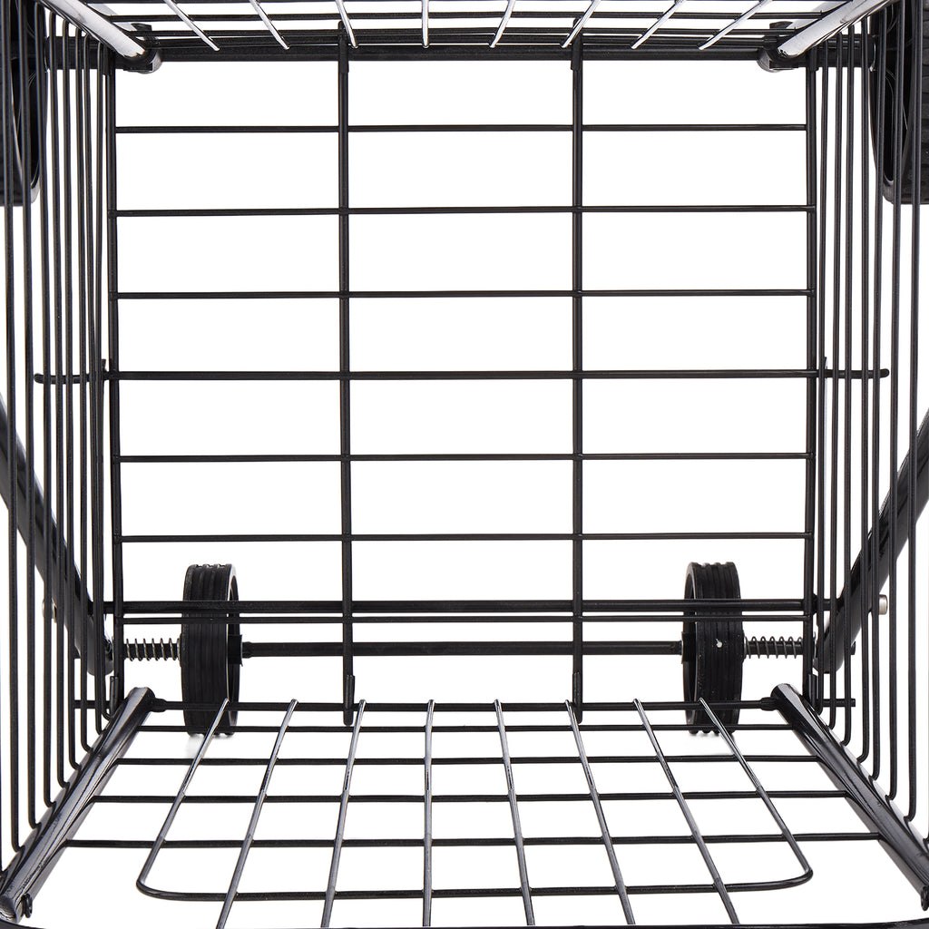 Shopping Cart, Folding Grocery Utility Cart with Swivel Wheels, 90 LBS Large Load Capacity, Heavy Duty Rolling Laundry Basket Butler for Laundry, Shopping, Camping, Grocery, Luggage, Black