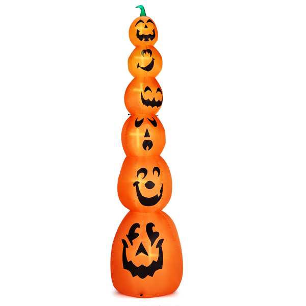 Aeelleea 9FT Halloween Inflatable Stacked Pumpkins, Blow up 6 Pumpkins Inflatable with Built-in LED Lights Outdoor Decorations Large Party Yard Decoration