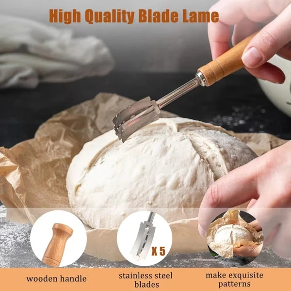 Aeelleea 9In Round & 10In Oval Rattan Banneton Set, 20Pcs Sourdough Baking Kit with Linen Liners & Tools for Artisan Bread Making