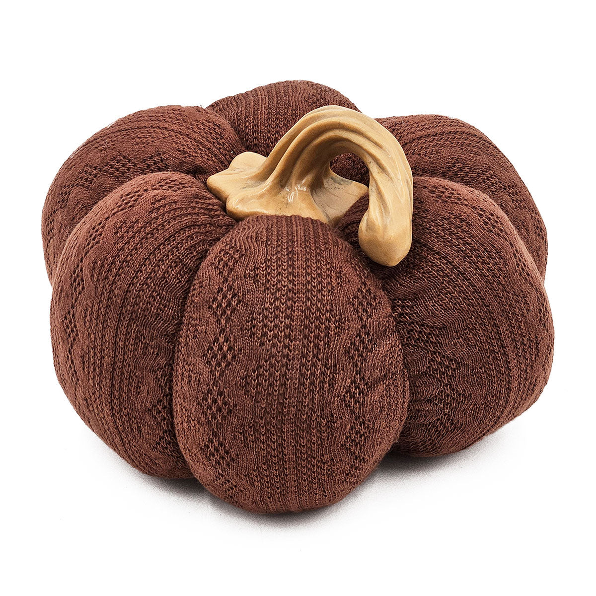 Set of 2 Dark Brown Knit Texture Pumpkin Ornaments, 8.3x8.3x5.3 Inch Tabletop Pumpkins for Fall Harvest, Thanksgiving & Autumn Farmhouse Home Decor