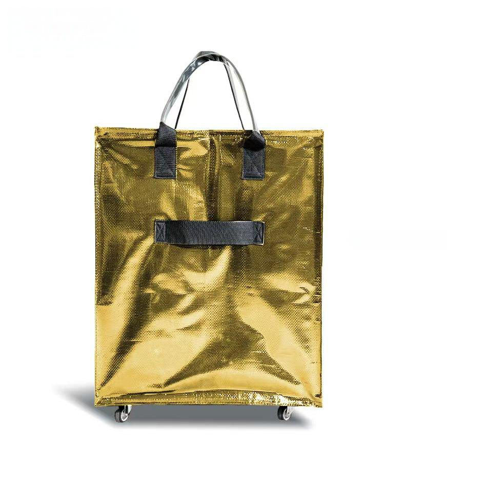 Folds Flat Reusable Grocery Bag on Wheels, Waterproof Shopping Trolley Bag, Foldable Rolling Cart Bag for Grocery, Travel & Home Storage, Space-Saving Utility Organizer