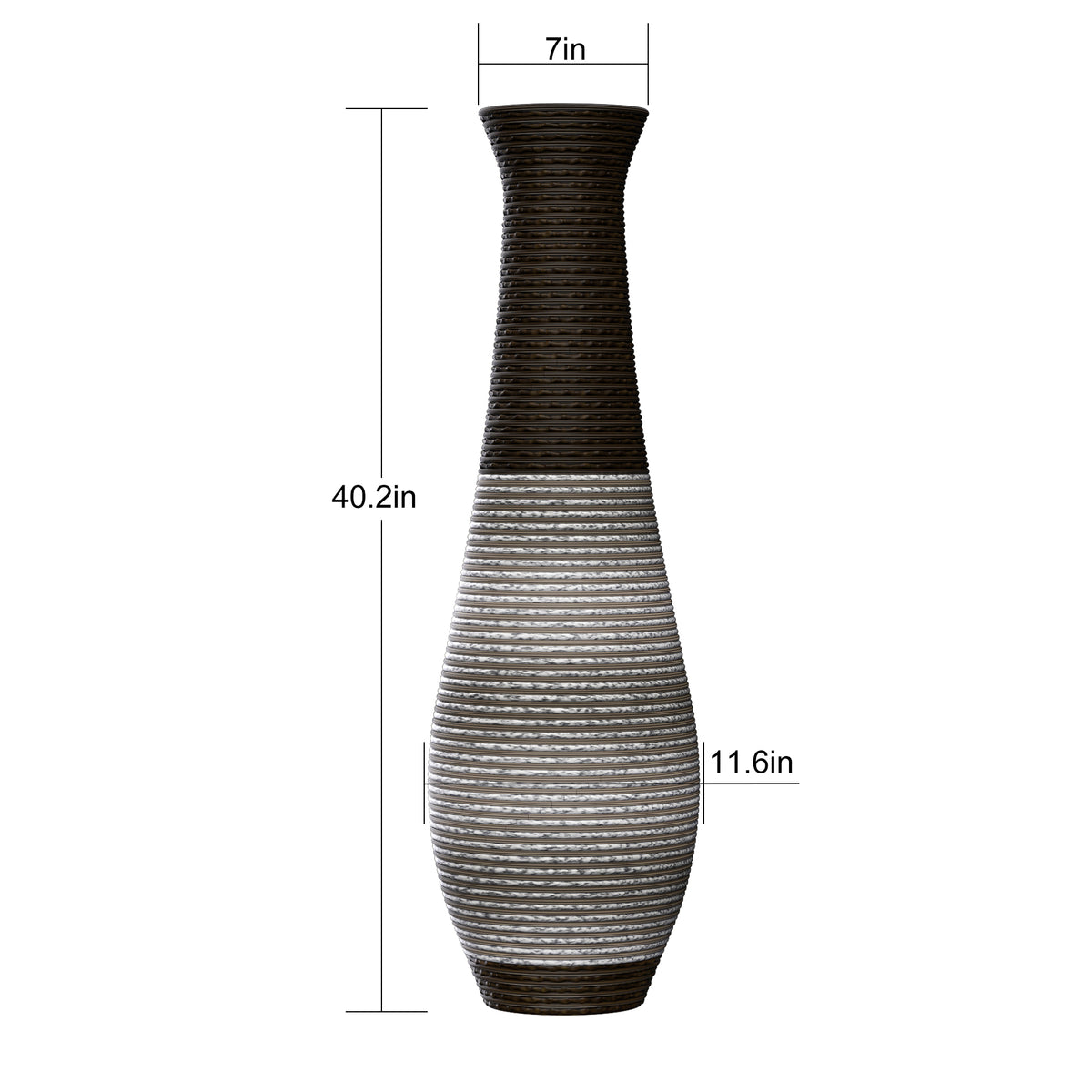 AEELLEEA Tall Two-Tone Woven Floor Dry Vase, 40.2"H x 11.6" D, Textured Decor Vase for Pampas Grass, Entryway Living Room Boho Home Decor
