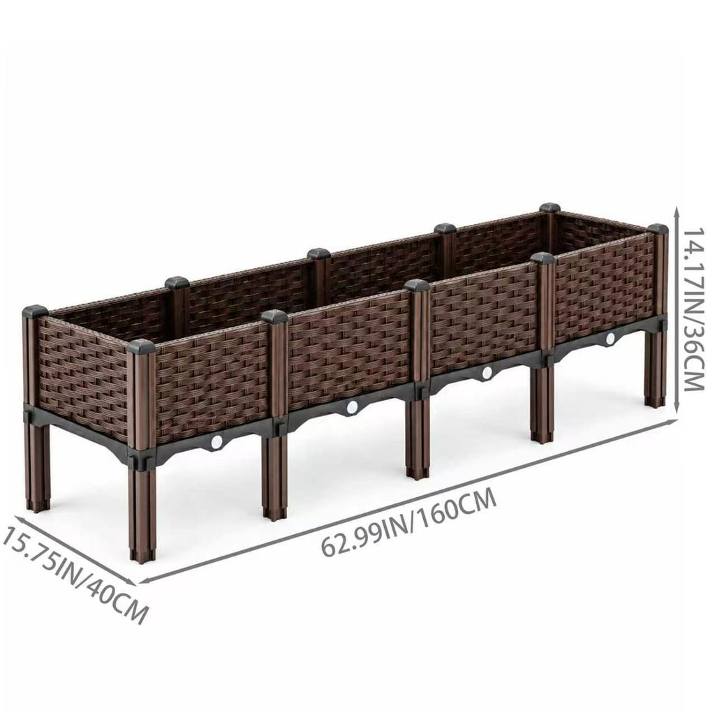 Set of 4 Raised Garden Bed with Legs Outdoor, Planter Raised Beds Kits with Drain Holes, Fruit Flowers Vegetables Standing Box for Patio Deck Porch Backyard