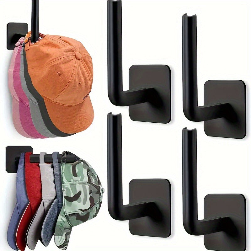 Adhesive Hat Hooks for Baseball Caps, No Drill Wall Mount Cap Holder, Hat Organizer Rack, White & Black 2 Colors
