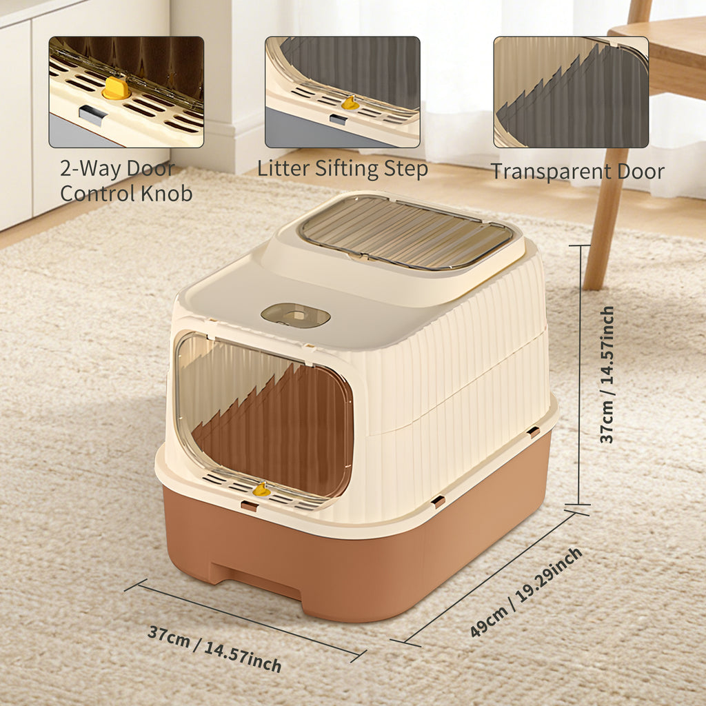 Indoor Cat Litter Box with Enclosed Hood Top Opening Easy Access Convenient Daily Care for Cat Pet Owners at Home