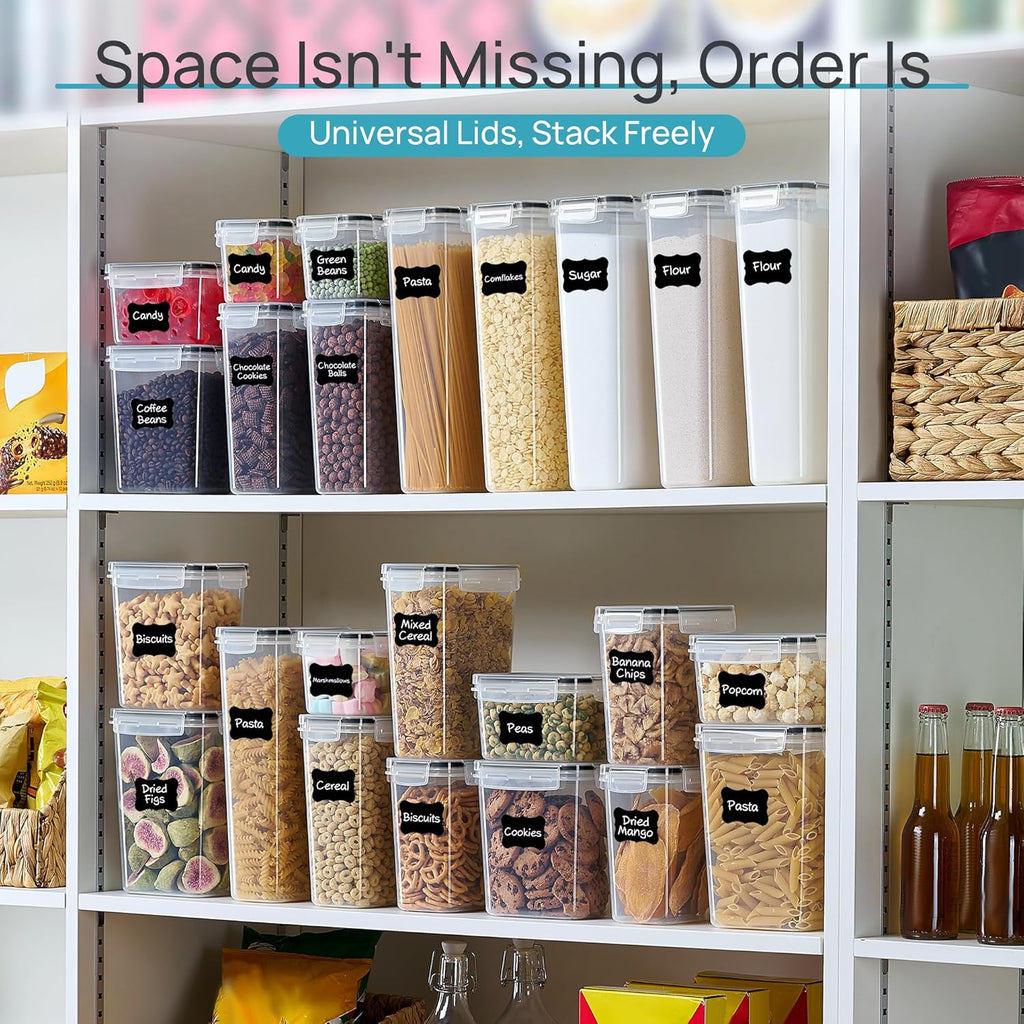 24 Pcs Airtight Food Storage Containers with Lids, BPA Free Pantry Organization Canisters Set, Stackable Dry Food Storage for Kitchen Cabinet