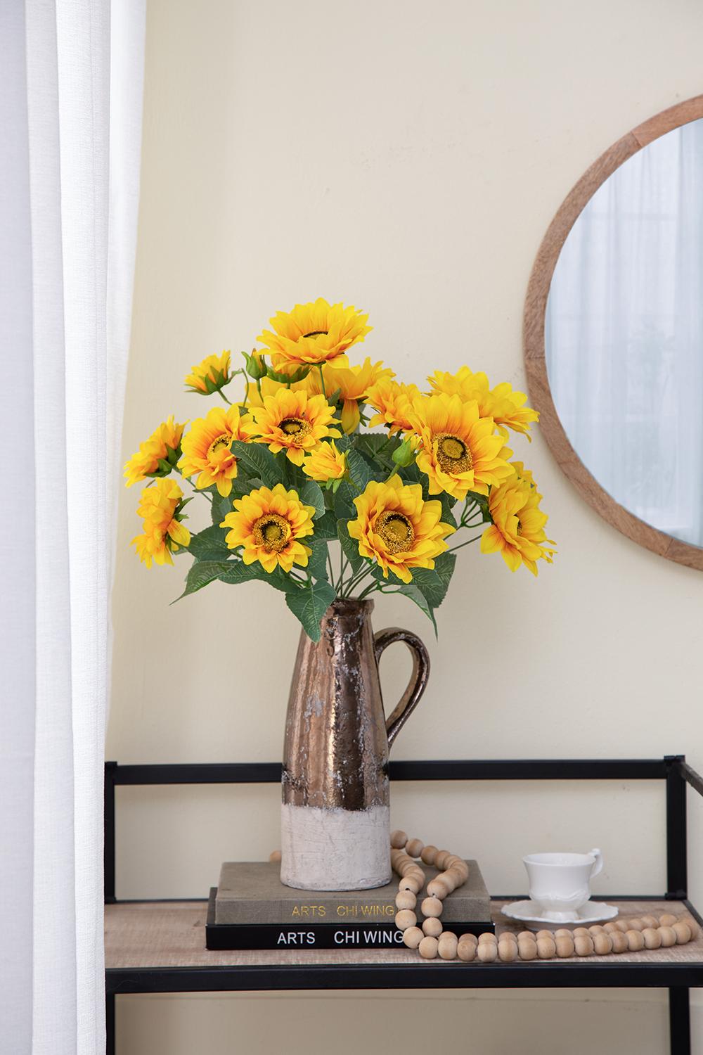 10.2 x 11 x 18.9"H Artificial Yellow Sunflower BushX9,4 Pack