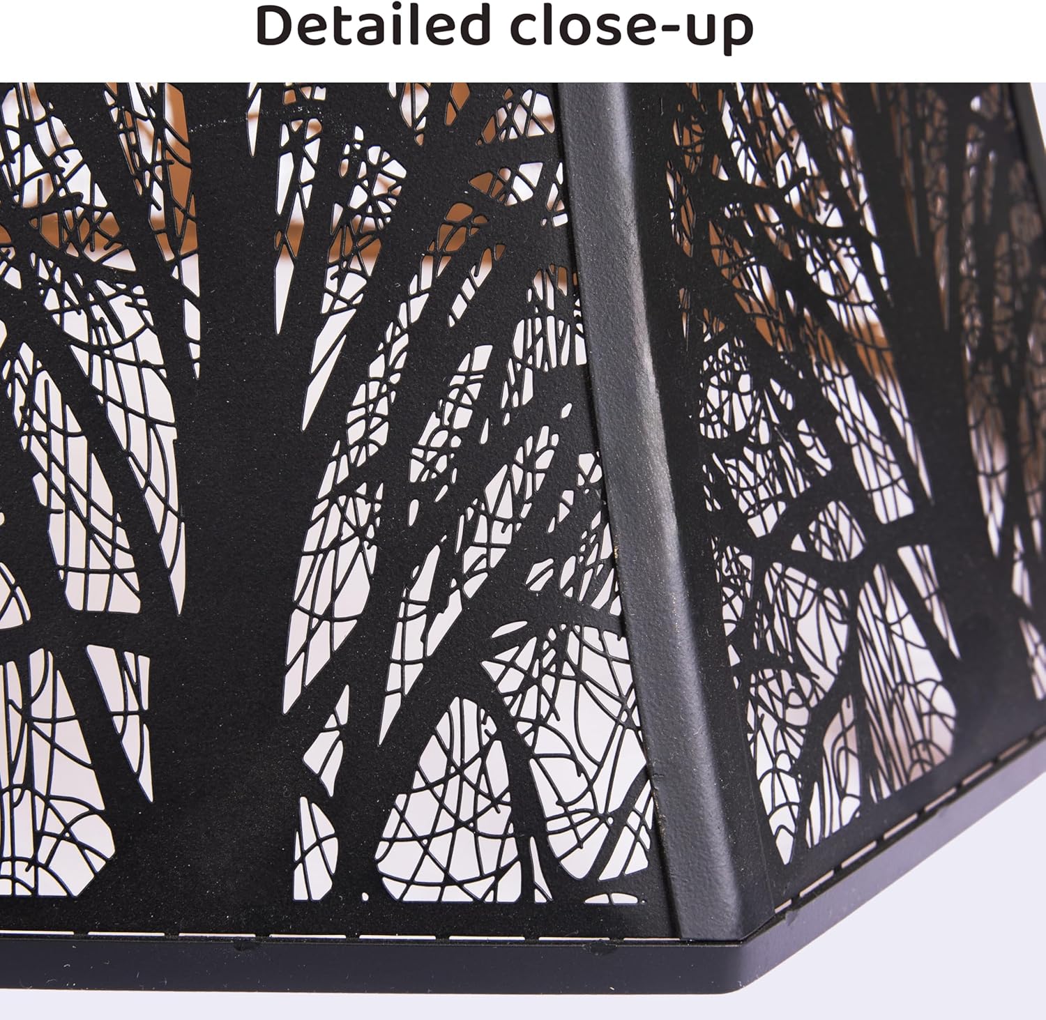 ALUCSET Metal Etched Forest Lamp Shade, Black/Gold Beveled Octagon Shade with Spider Fitter for Table & Floor Lamps, 13.8" Bottom, 8.7"H