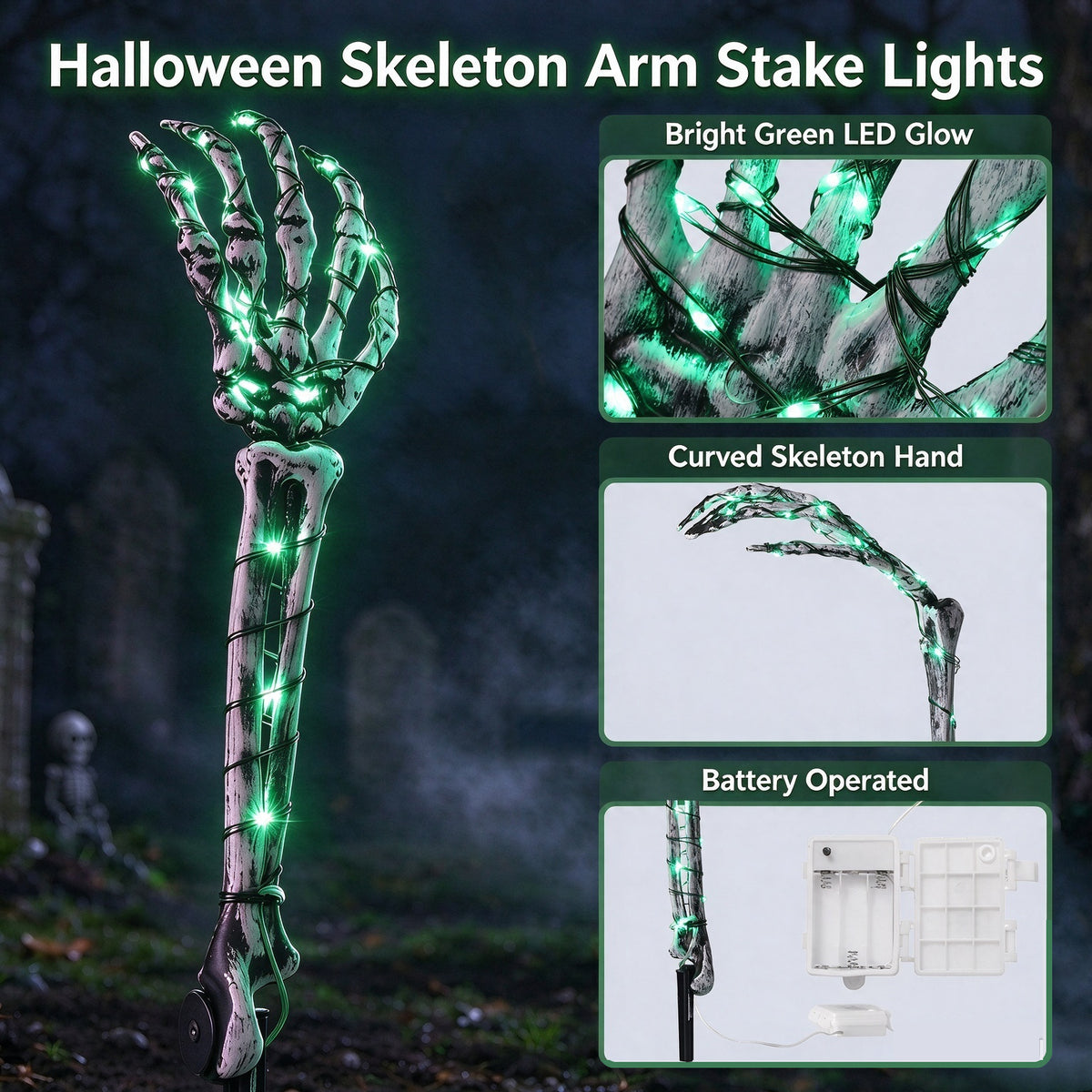 4pcs Skeleton Arms Lights Halloween Decoration