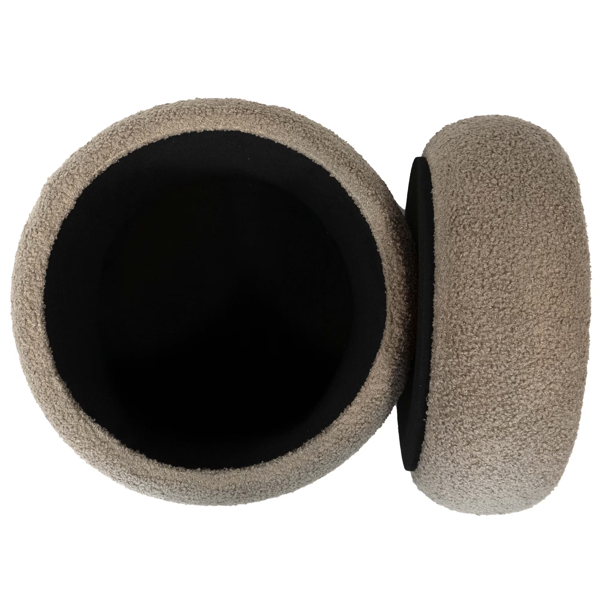 AEELLEEA 17.5" Round Boucle Storage Ottoman with Removable Lid, Upholstered Footstool for Living Room Bedroom, Taupe