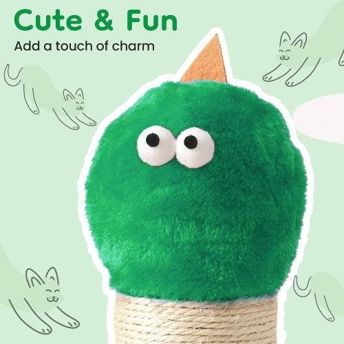 22" Cat Scratching Post, Sisal Cat Scratcher with Interactive Hanging Toy, Monster Design for Indoor Cats, Fits Kittens & Large Cats, Green