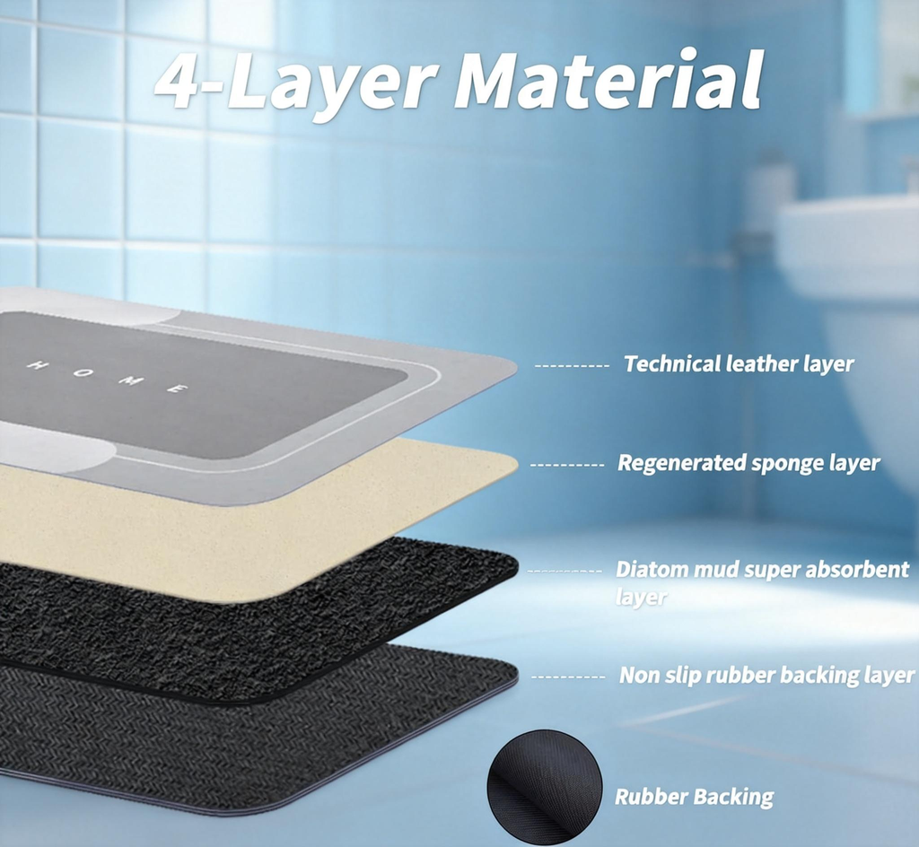 AEELLEEA Diatomite Bathroom Mats Set of 3, Quick Dry Absorbent Non Slip Bath Rugs, U-Shaped Toilet Mat for Bathroom Kitchen