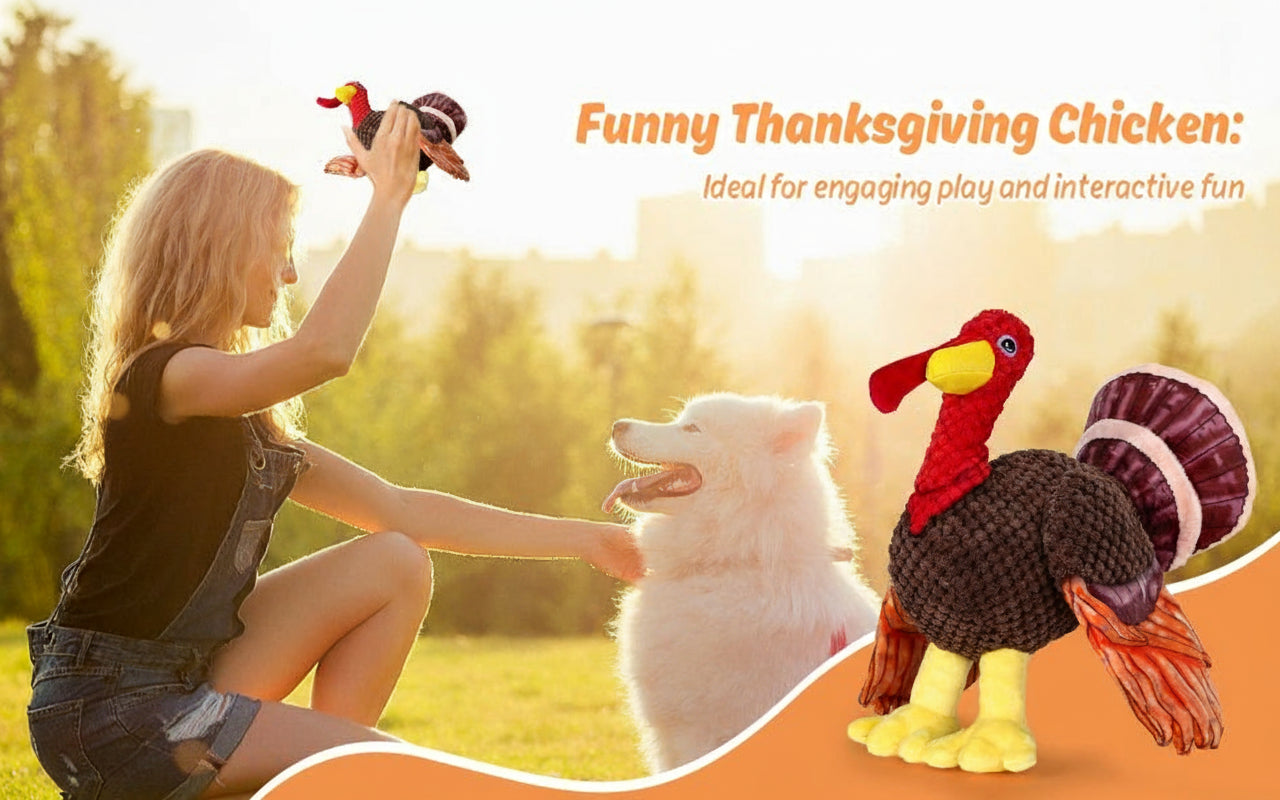Thanksgiving Day Chicken Dog Toys for Large Dogs,Squeaky Dog Toys, Tug of War Dog Plush Toys,Large Stuffed Dog Toys for Large Dogs with Crinkled Paper,Stuffed Animals Toys for Dogs, Red